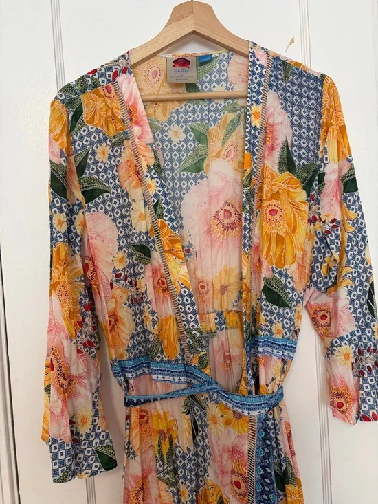 🩷Luxurious Farm Rio Camilla Wrap Dress for Anthropologie❤️100% Viscose - Picture 9 of 16